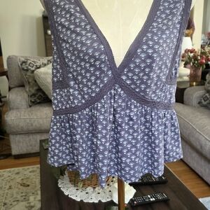Lucky Brand Blue Patterned Top